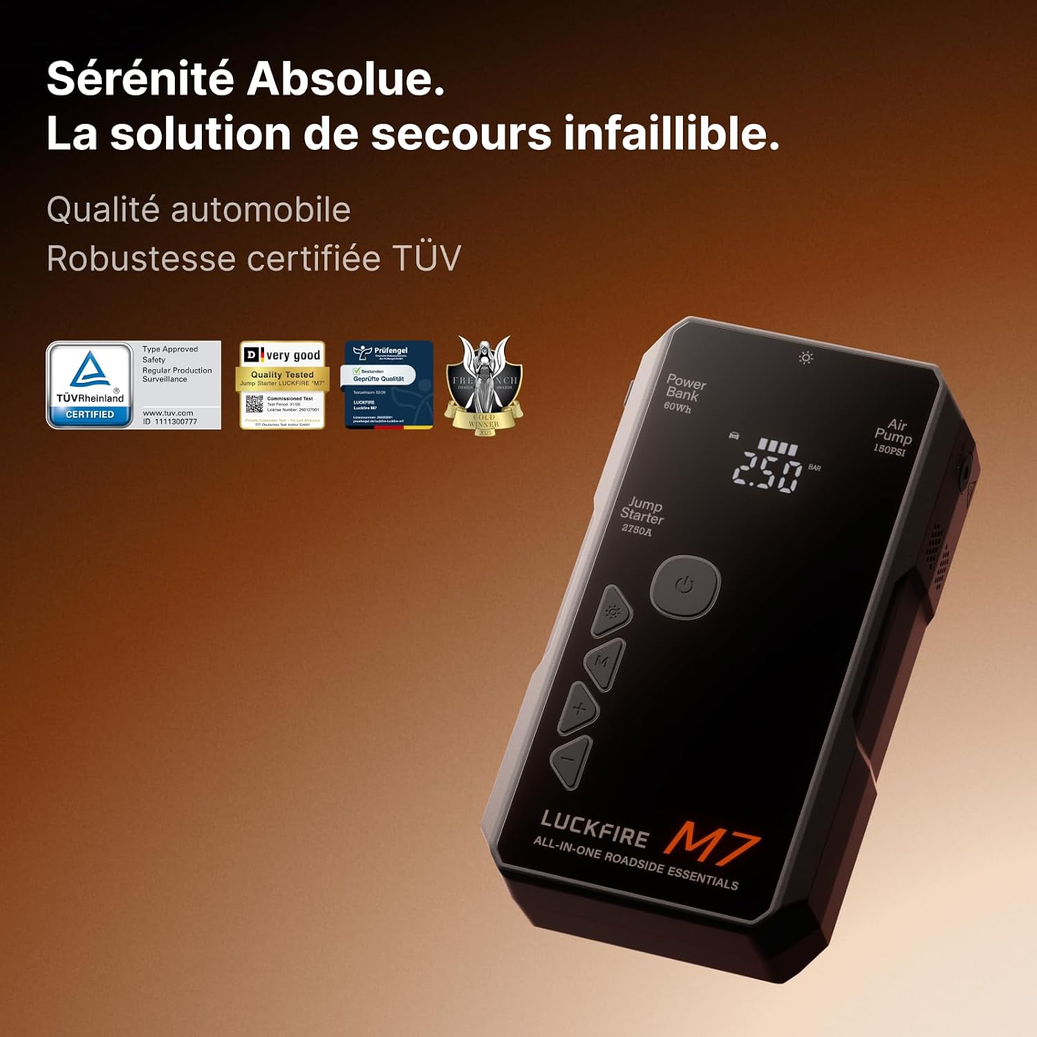 SmartIgnition M7 — TÜV Certified Jump Starter & Air Compressor